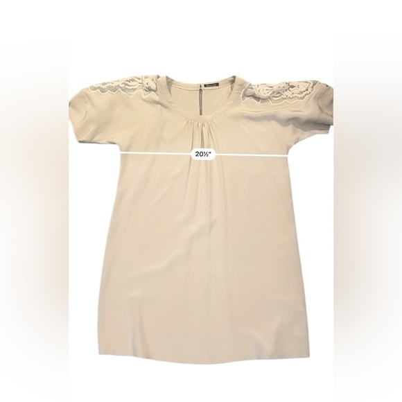Massimo Dutti Women’s 38/ US 4 Silk Dress Beige Lace Appliqué Sleeves Boho Chic - Picture 10 of 11